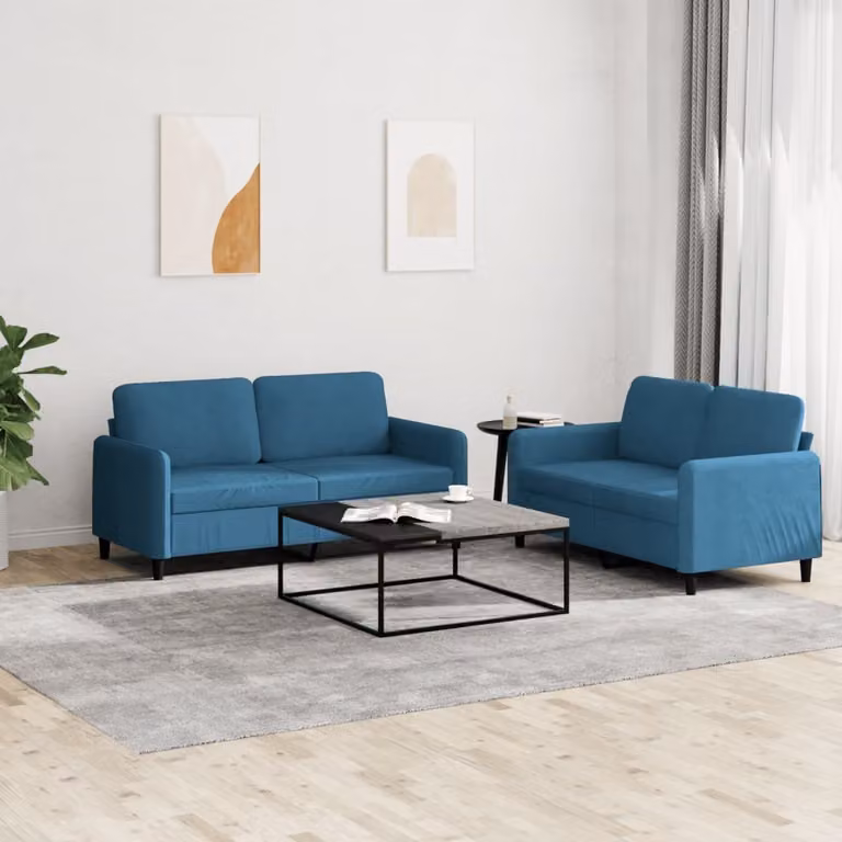 Maison Exclusive - Set divano a 2 posti in velluto blu