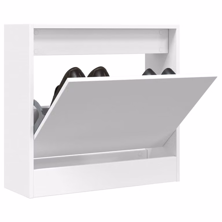Scarpiera moderna vidaXL bianca in legno con ante a ribalta da appendere al muro L 60 x P 21 x H 57 cm