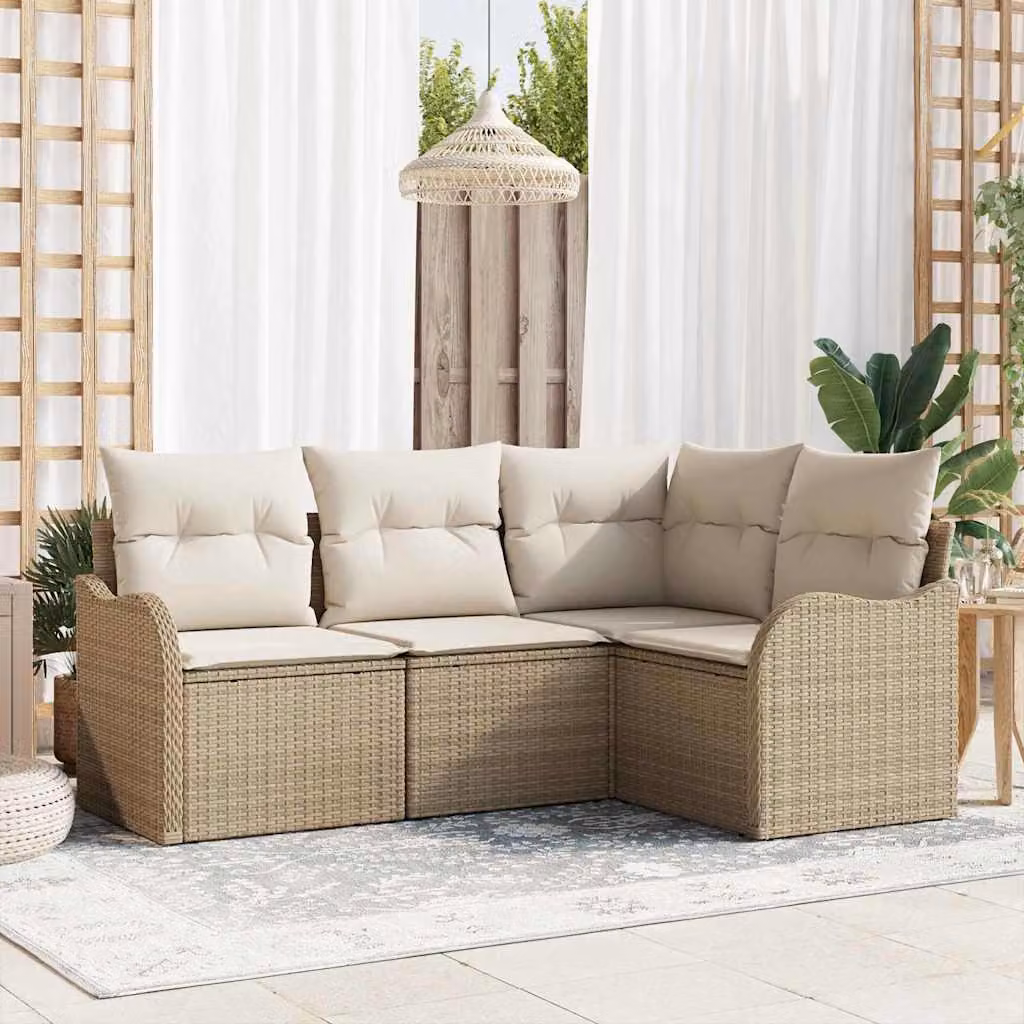 Maison Exclusive - Set Divano da Giardino 4 pcs Beige polyrattan