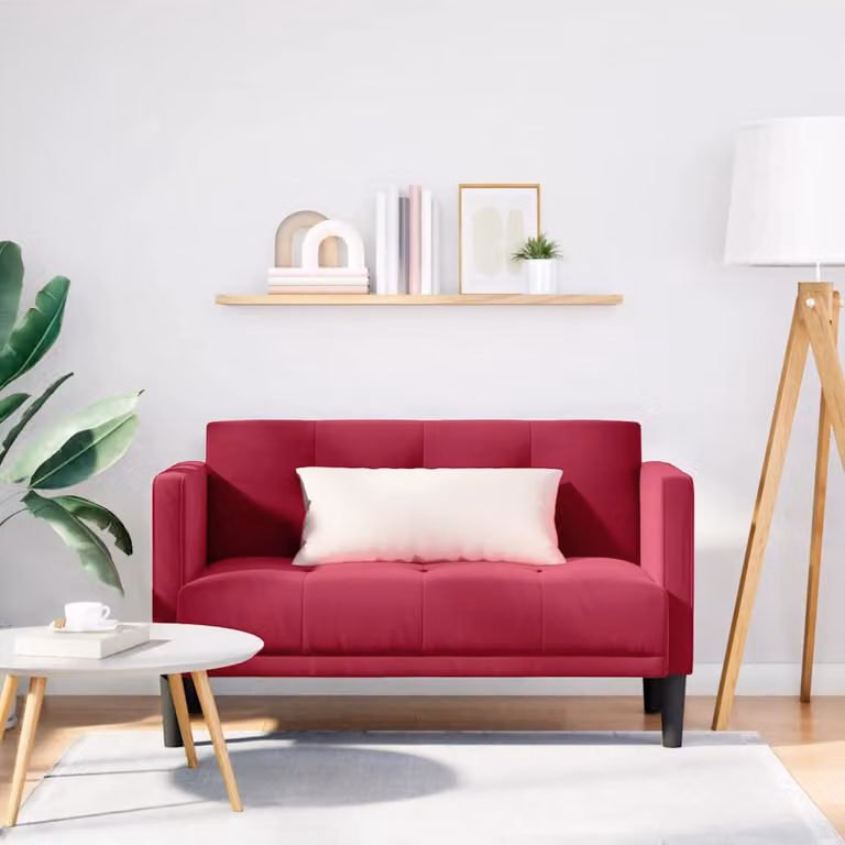 Divanetto vidaXL in Velluto Rosso Vino, L: 111 cm, P: 67 cm, H: 74,5 cm