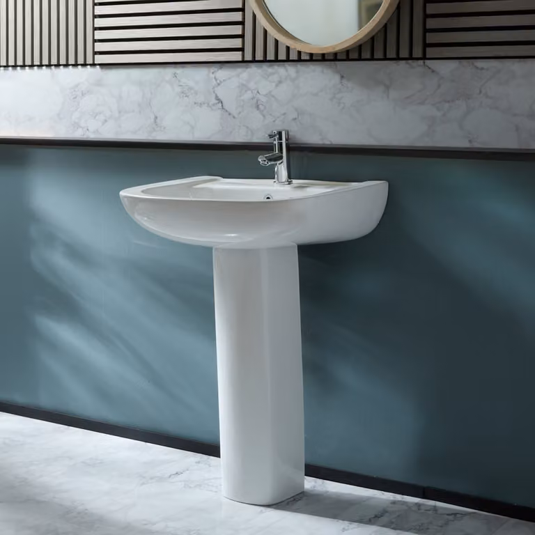 Lavabo Moderno su Colonna da 600mm - (1 foro per la Rubinetteria)