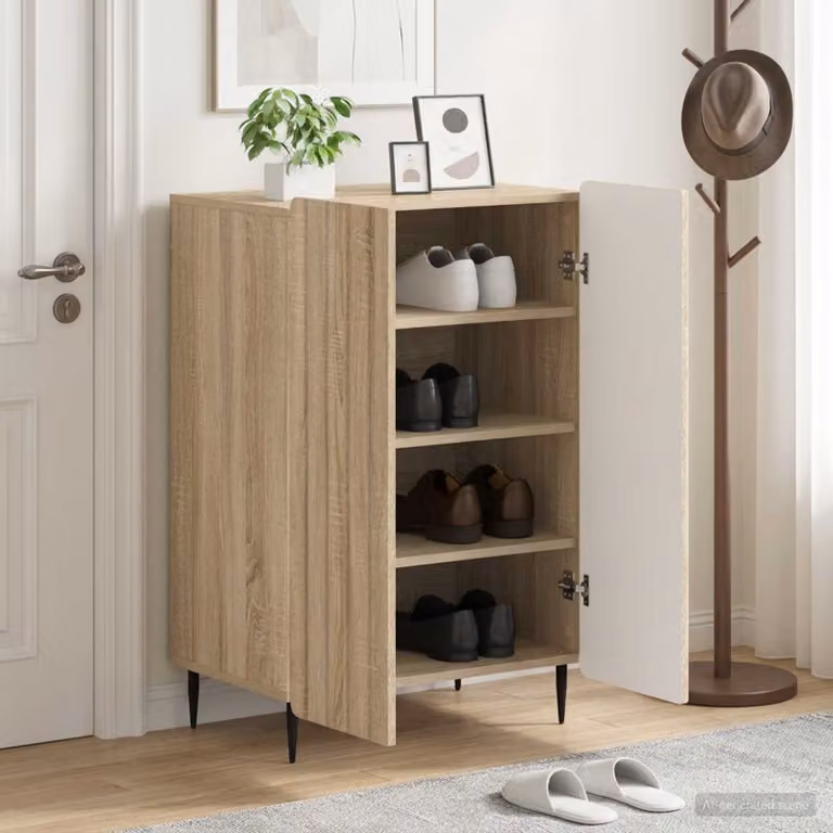 Mobile porta scarpe vidaXL ZWOLLE in legno Rovere Sonoma, L: 59,5 cm, P: 39,5 cm, H: 91,5 cm