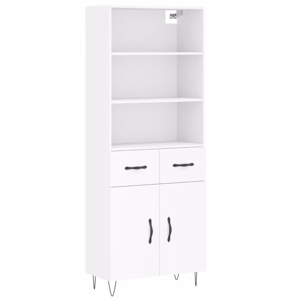 Credenza moderna bianca vidaXL in legno e metallo L: 69,5 cm, P: 34 cm, H: 180 cm – 2