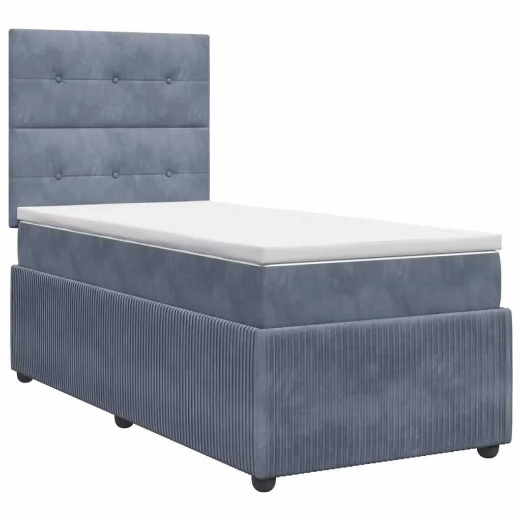 Letto box spring con materasso ibrido vidaXL in velluto grigio scuro L: 80 cm, P: 200 cm – 2