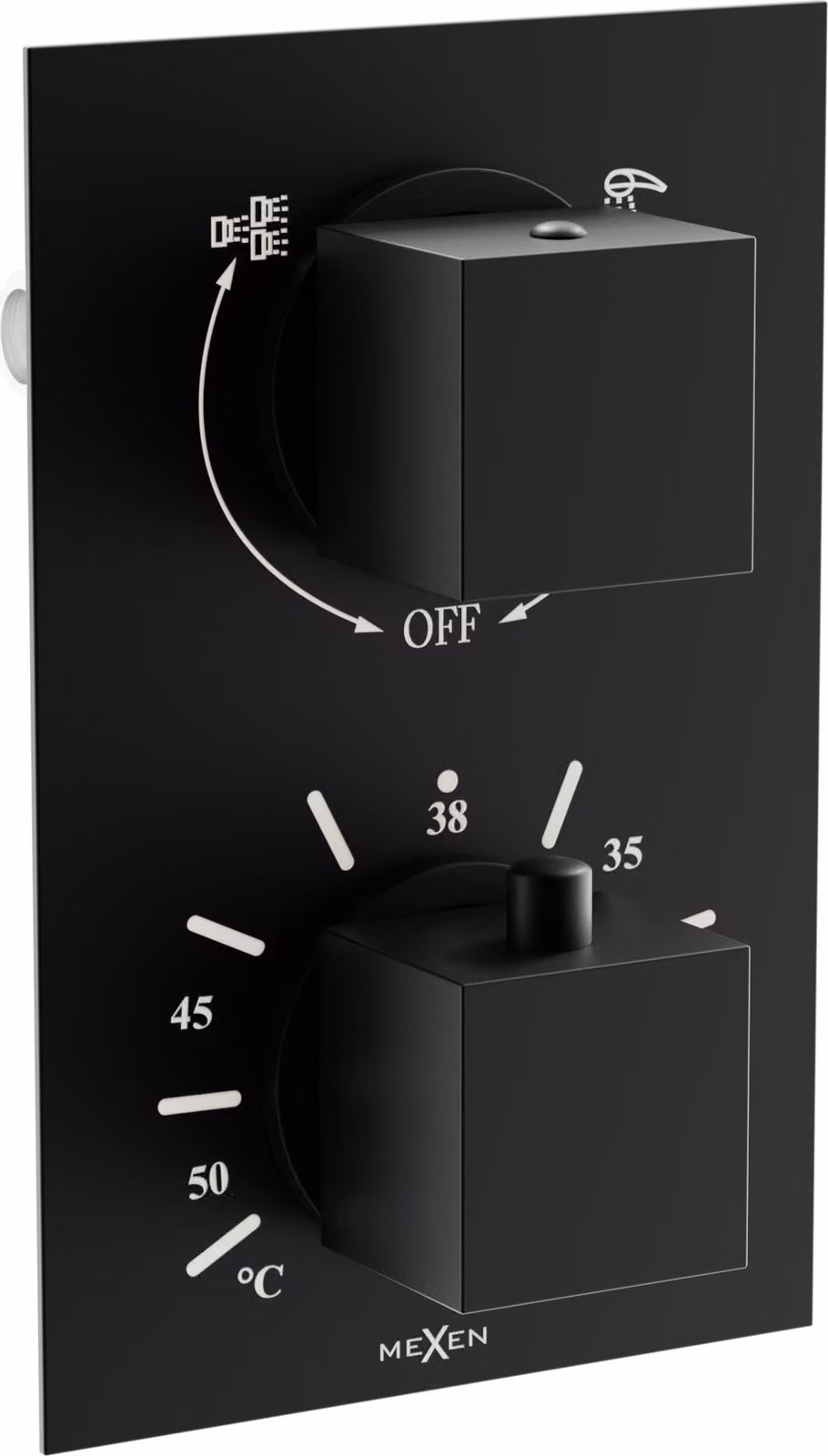 Mexen Cube batteria termostatica vasca-doccia a 2 uscite, nera - 77502-70