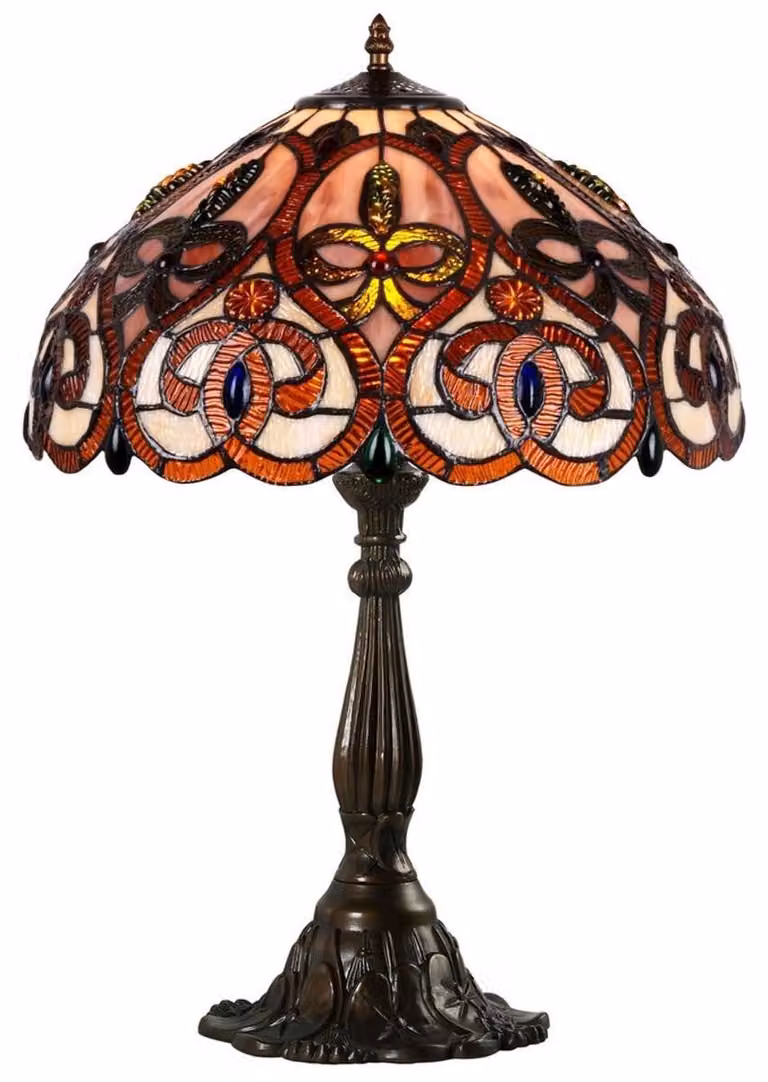 Casa Padrino Lampada da tavolo Tiffany Multicolore Ø 42 x H. 60 cm - Lampada da tavolo per il soggiorno