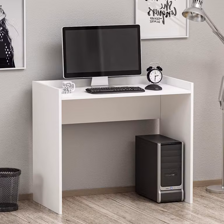 Scrivania di base - scrivania per computer - tavolo per laptop ideale per piccoli ambienti dal design discreto per l'ufficio di casa o la camera dei bambini (bianco/bianco)