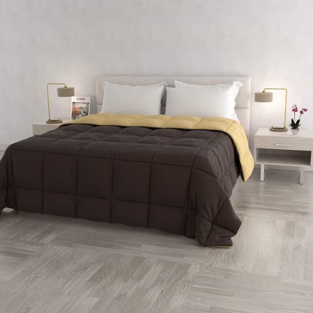 Trapunta matrimoniale double face marrone panna Datex