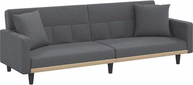 Divano letto | Sof¨¤ letto | Letto singolo con Cuscini Grigio Scuro in Tessuto