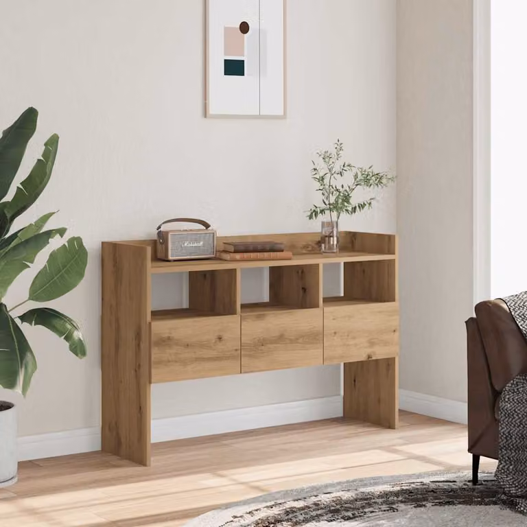 Credenza moderna vidaXL in legno e metallo color rovere, L: 105 cm, P: 30 cm, H: 70 cm