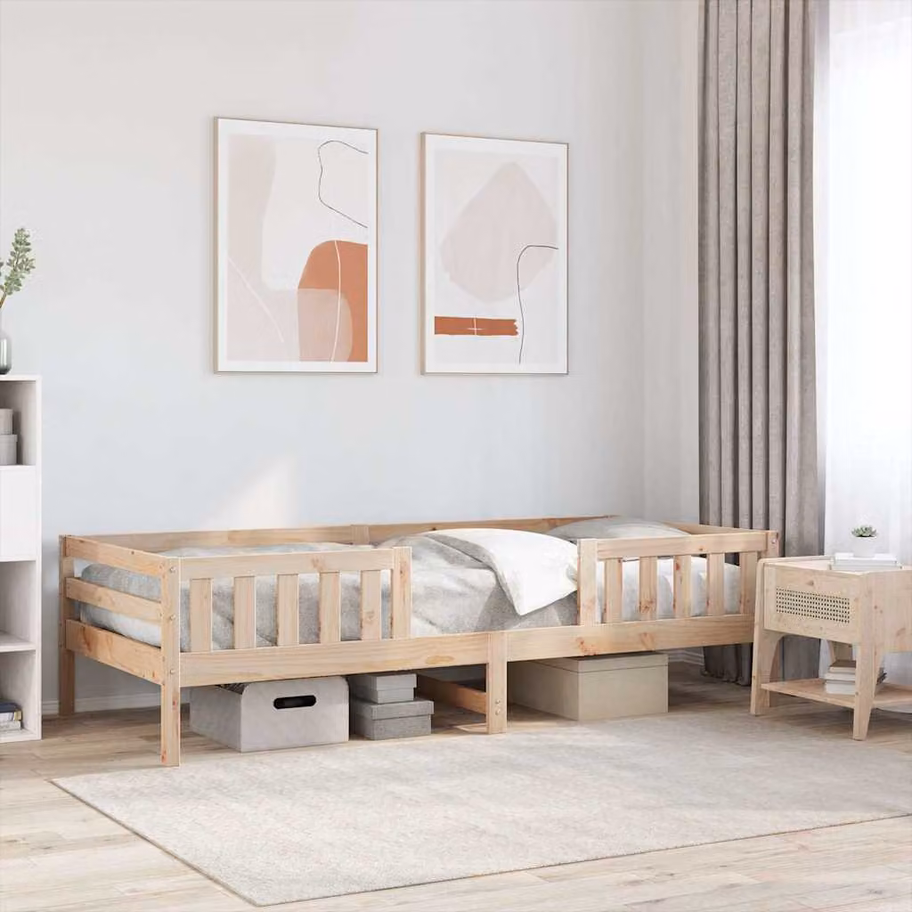 Letto senza Materasso vidaXL in Legno Massello di Pino Marrone L 90 cm x P 200 cm – 1