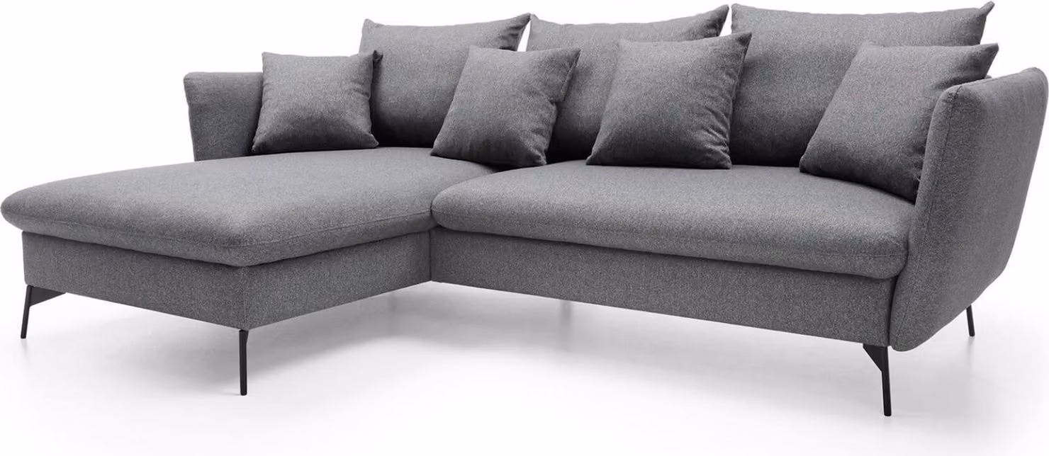 FURNLUX Divano angolare Viton Grigio scuro e nero 258 cm / Colore principale: Grigio / Dimensioni: 258 x 91 x 167 cm