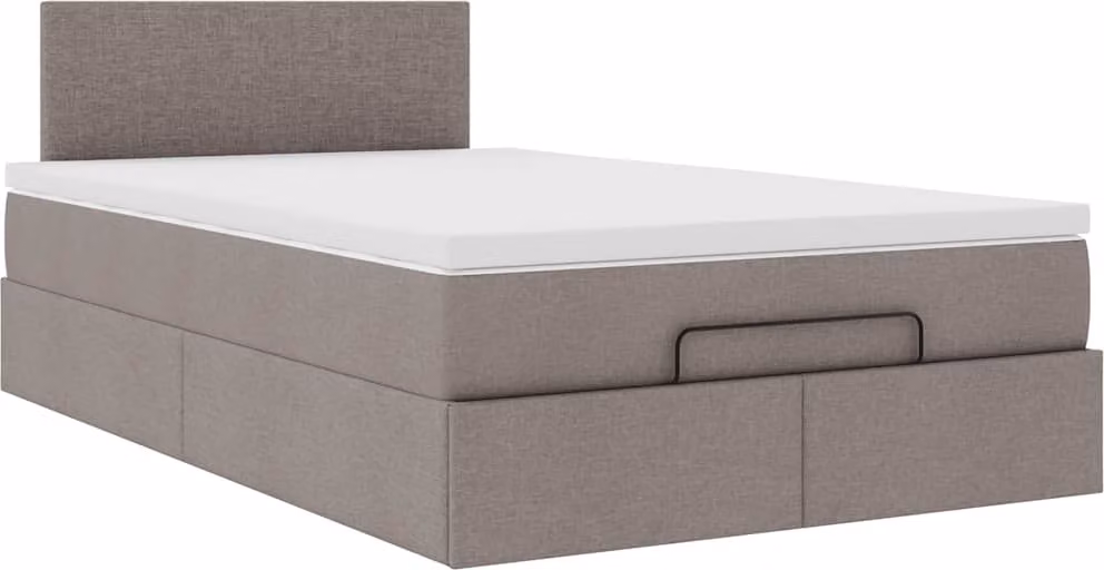 Struttura Letto Pouf con Materasso Tortora 120x200cm in Tessuto