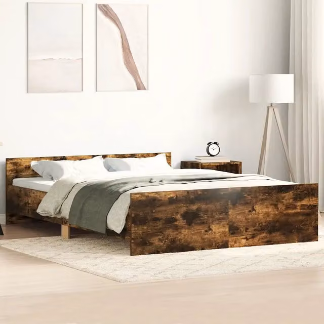 Giroletto con Testiera e Pediera Rovere Fumo 135x190 cm 3203793