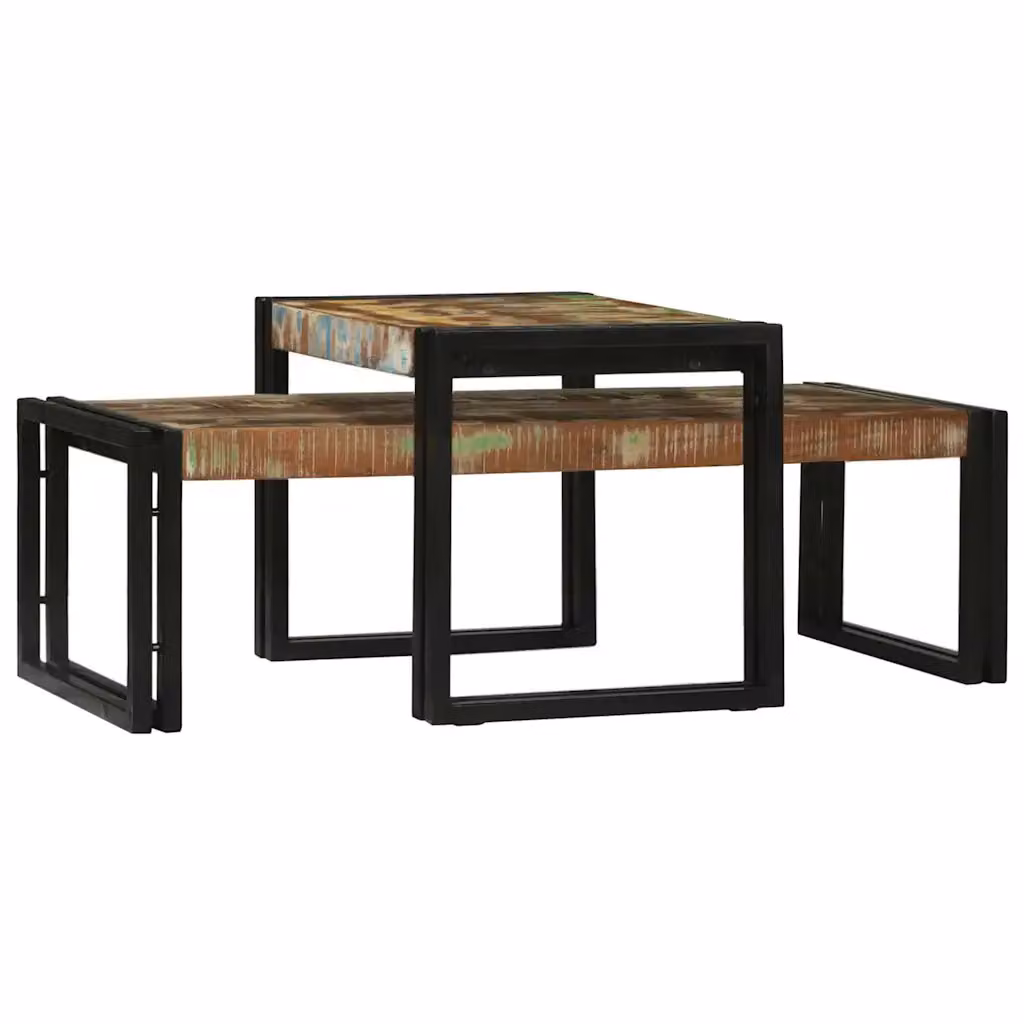 Set di 2 tavolini da salotto moderni vidaXL in legno e metallo con design astratto multicolore L/P/H: 48 x 40 x 40 cm