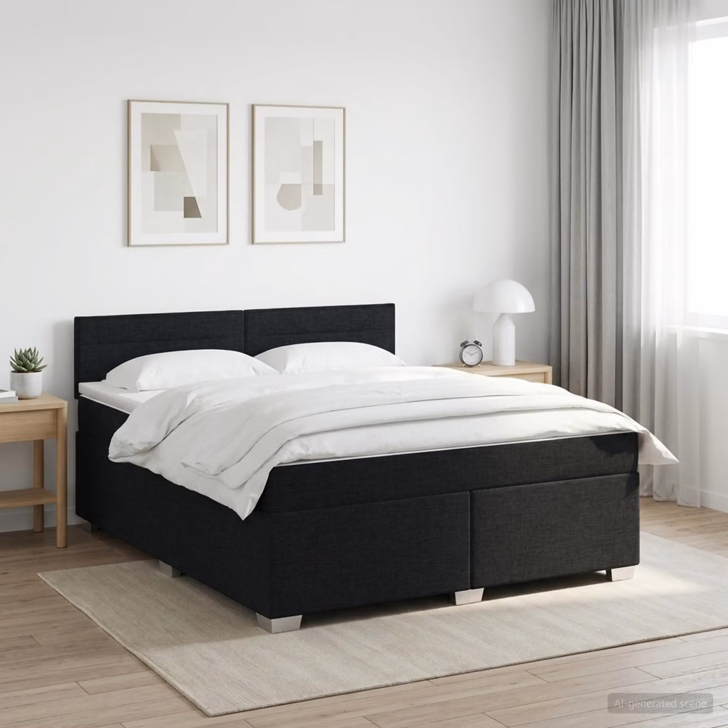 Maison Exclusive - Letto boxspring con materasso nero 180 x 200 cm Tessuto