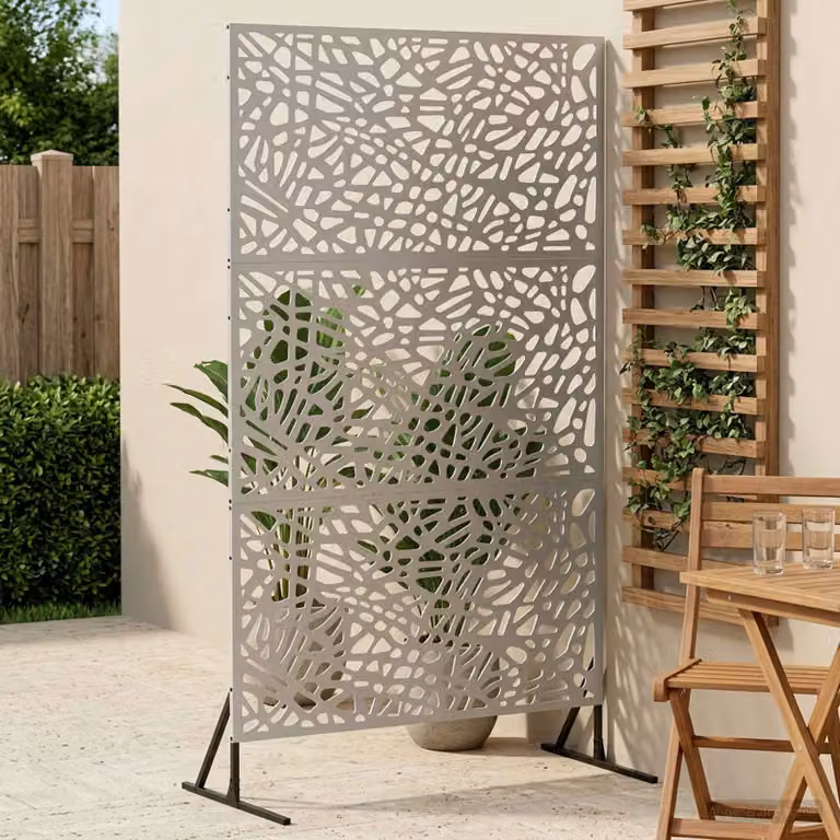 Paravent per privacy vidaXL in acciaio zincato argento, semi-trasparente, L 100 cm x P 50 cm x H 180 cm