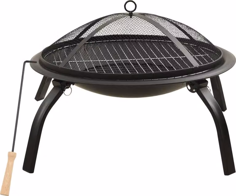 The Living Store Caminetto e barbecue 2 in 1 con attizzatoio 56x56x49 cm in acciaio