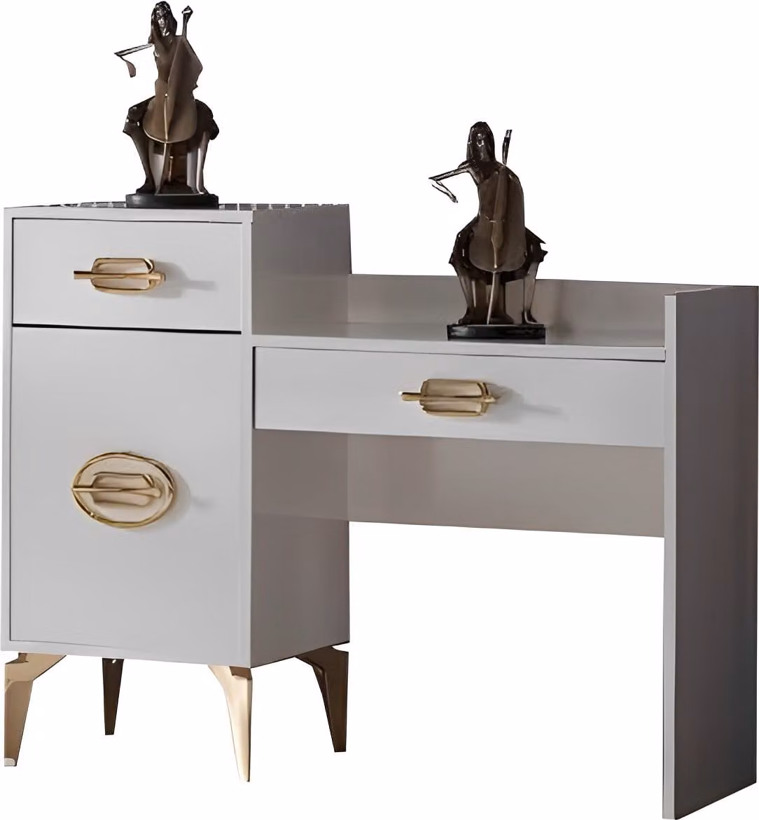 Schlafzimmer Set Schminktisch elegant Kosmetiktisch Make-up Tisch Weiß 2tlg.