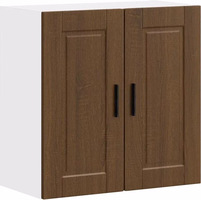 Pensile da cucina con vano contenitore 60 x 31 x 60 cm legno composito rovere marrone 02_0050369