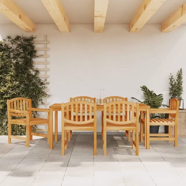Set da pranzo da giardino vidaXL in legno di teak marrone composto da 7 pezzi – 1