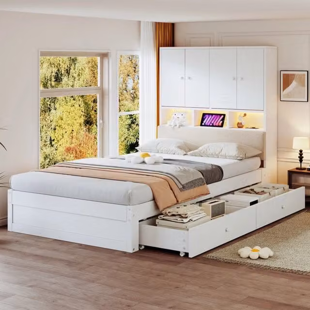 letto in legno bianco 90 x 200 cm