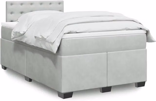 Letto Ibrido vidaXL con Materasso in Velluto Grigio e Bianco L/P: 120 x 200 cm