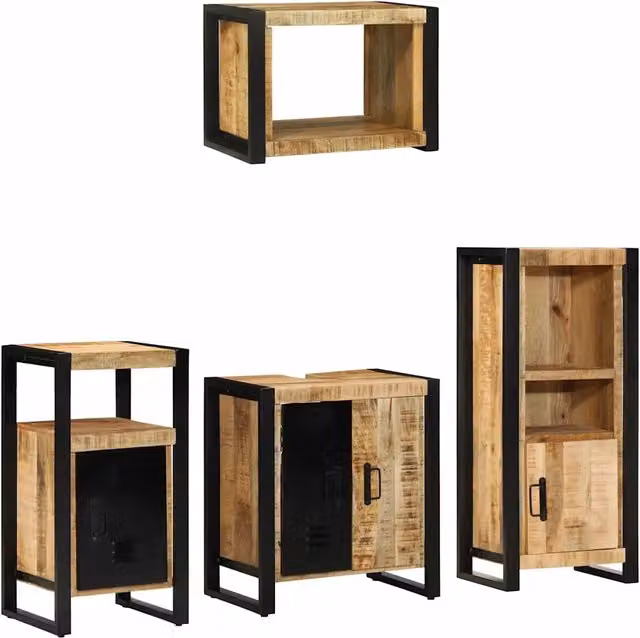 Set di mobili per il bagno 4 pz Marrone e Nero 55 x 35 x 60 cm 3305658
