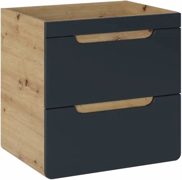 Mobile sottolavabo ERBANO – 60 cm – Colori rovere chiaro e grigio antracite – 2 porte – Da appendere