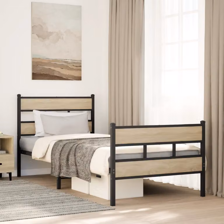 vidaXL Giroletto in Metallo Rovere Sonoma L: 107 cm, P: 203 cm