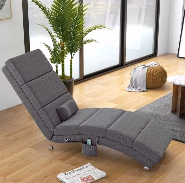 Poltrona relax elettrica con funzione massaggio, 5 modalità, schienale alto, colore grigio scuro