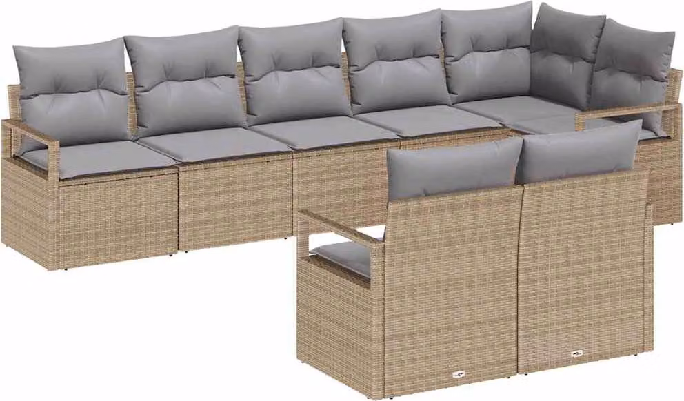 Set di divani 8 pcs Beige polyrattan