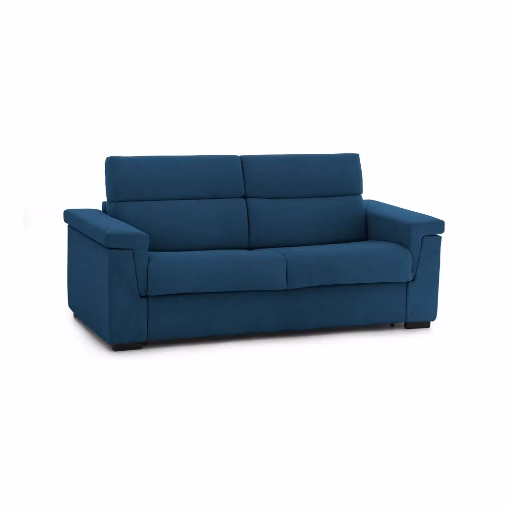 Biscossi Divano Letto 2 Posti Sfoderabile in Tessuto Blu L: 205 cm, P: 95 cm – 2