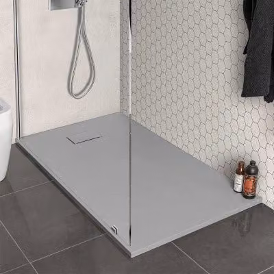 Piatto doccia rettangolare Agorà in resina grigio effetto pietra, riducibile, L: 70 cm, P: 140 cm