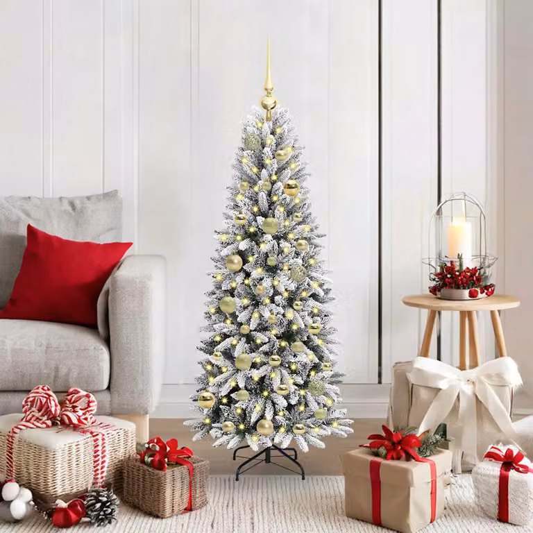 Albero di Natale artificiale vidaXL con luci LED bianco e verde, Altezza: 120 cm