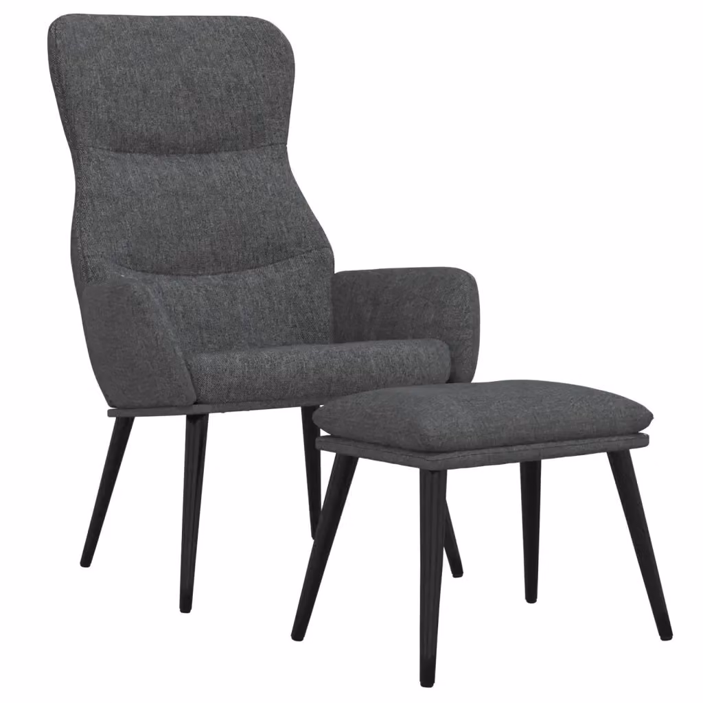 Poltrona Relax con Poggiapiedi vidaXL in Tessuto Grigio con Struttura in Metallo e Imbottitura in Schiuma – 2