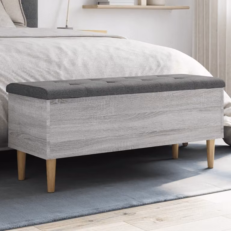 Panca portaoggetti moderna vidaXL in legno grigio L: 102 cm, P: 42 cm, H: 46 cm