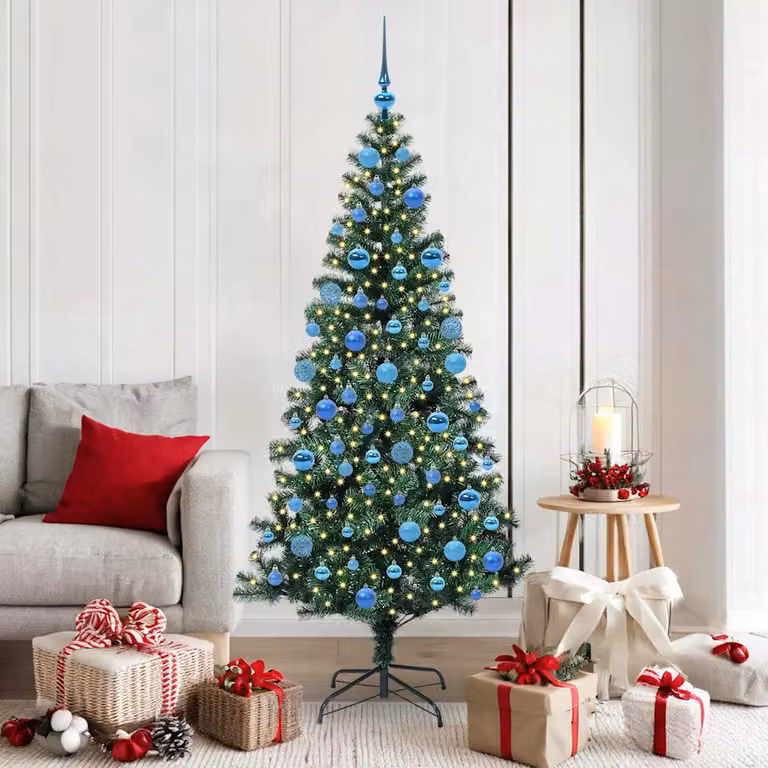Albero di Natale artificiale vidaXL con luci LED bianco caldo Verde 180 cm