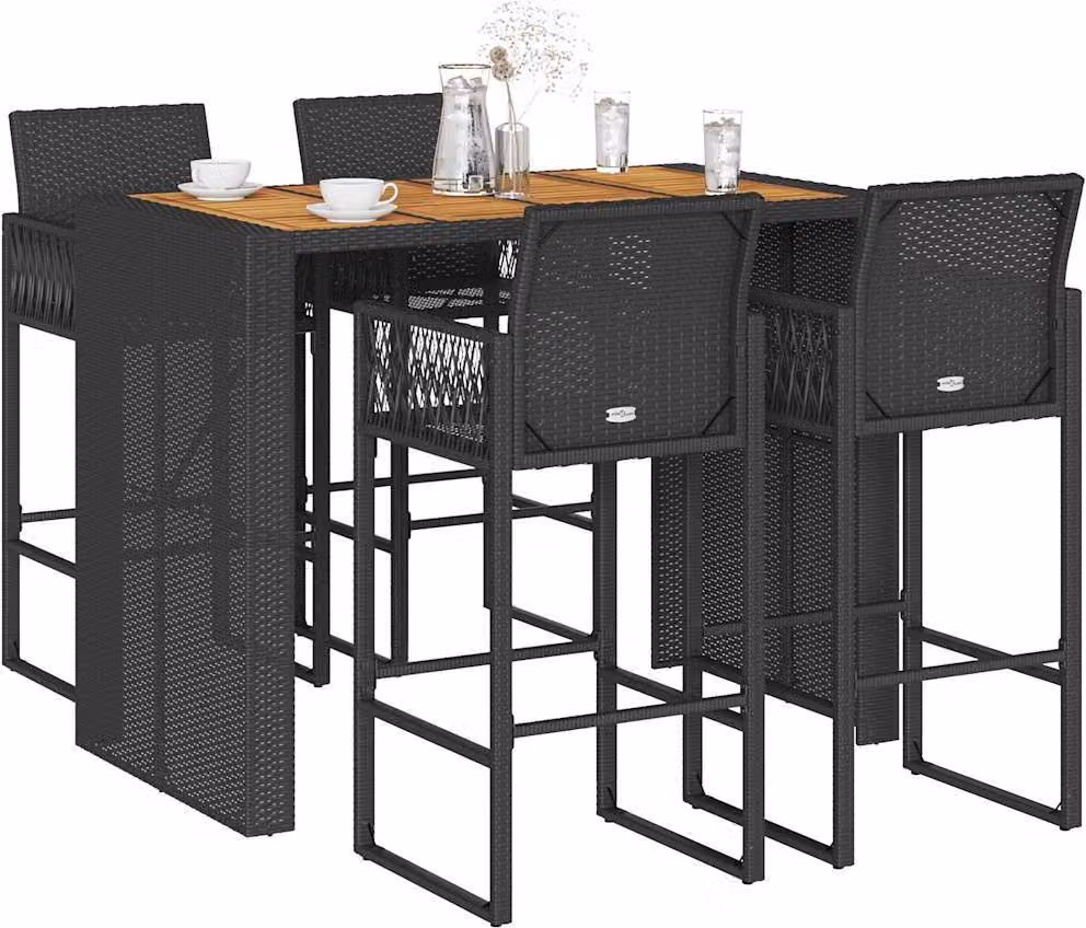 Maison Exclusive - Set da bar da giardino 5 pezzi senza cuscini in polyrattan nero acacia