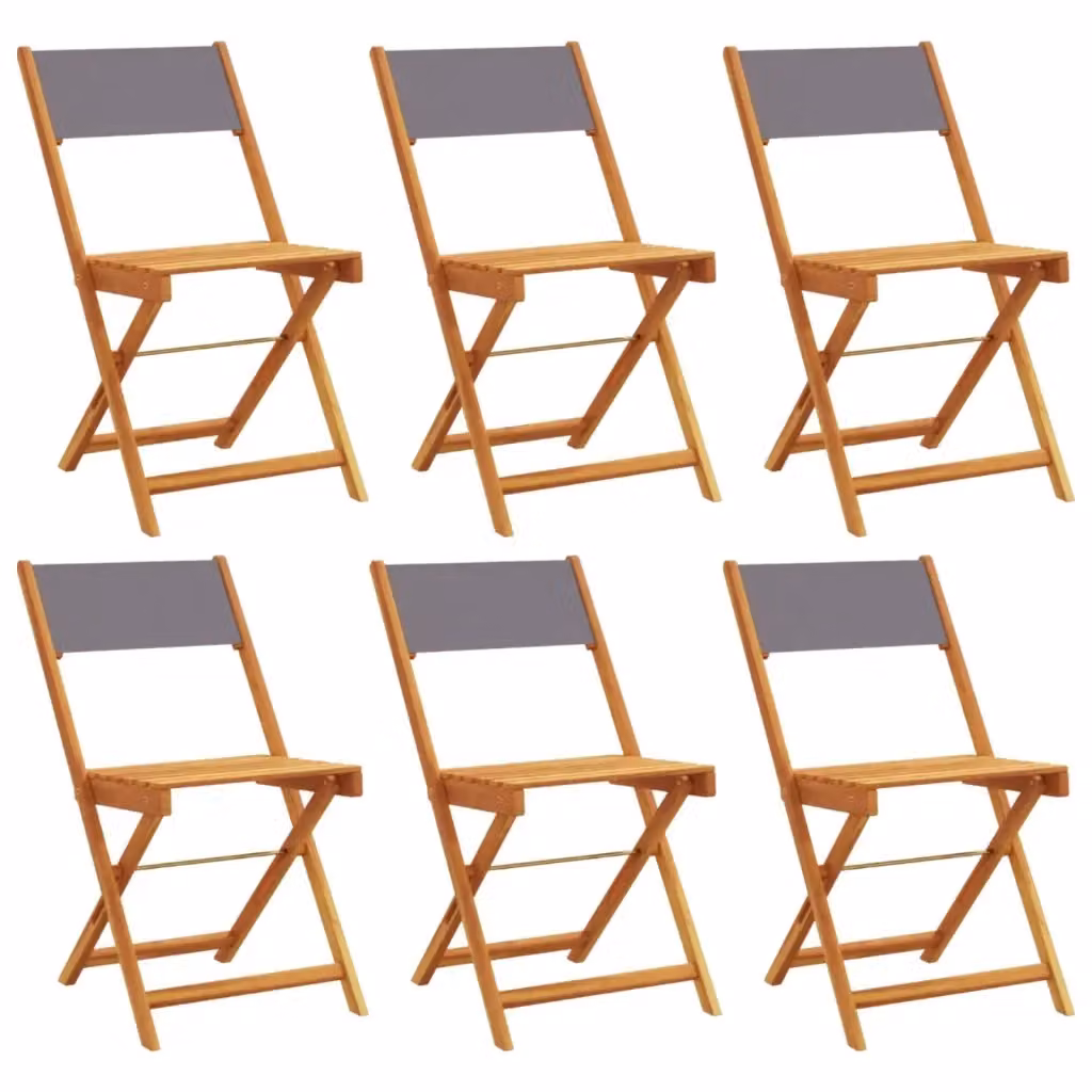 Set di 6 sedie pieghevoli vidaXL in legno di acacia oliato e tessuto antracite resistente ai raggi UV per giardino e terrazzo – 2