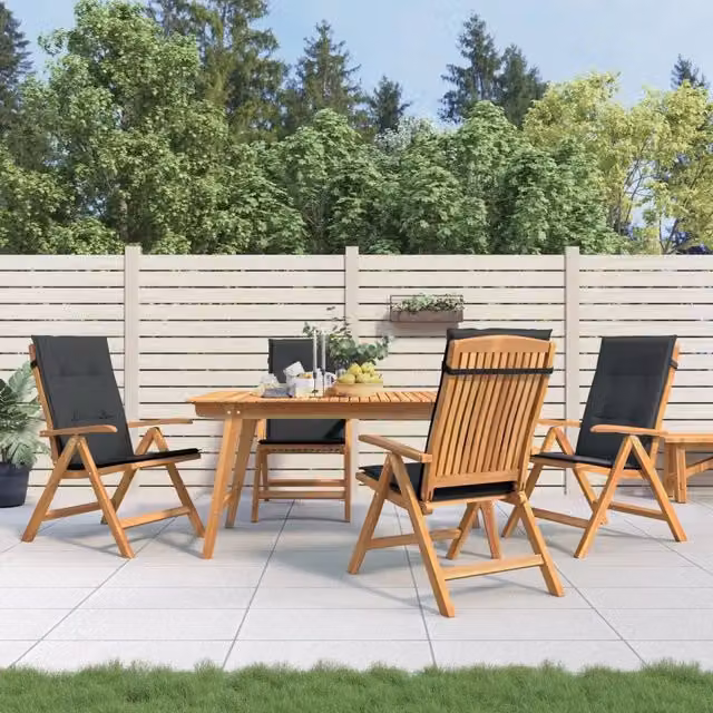 Sedie Reclinabili Pieghevoli con Cuscini 4 pz in Legno di Teak 3196470