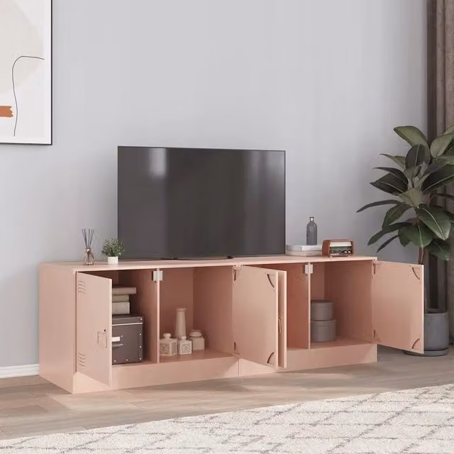 Set di 2 mobili TV vidaXL in metallo rosa per soggiorno, L 67 cm x P 39 cm x H 44 cm – 1