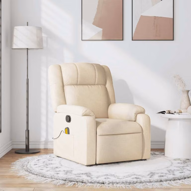 vidaXL Poltrona Reclinabile Relax Moderno in Tessuto Beige con Braccioli