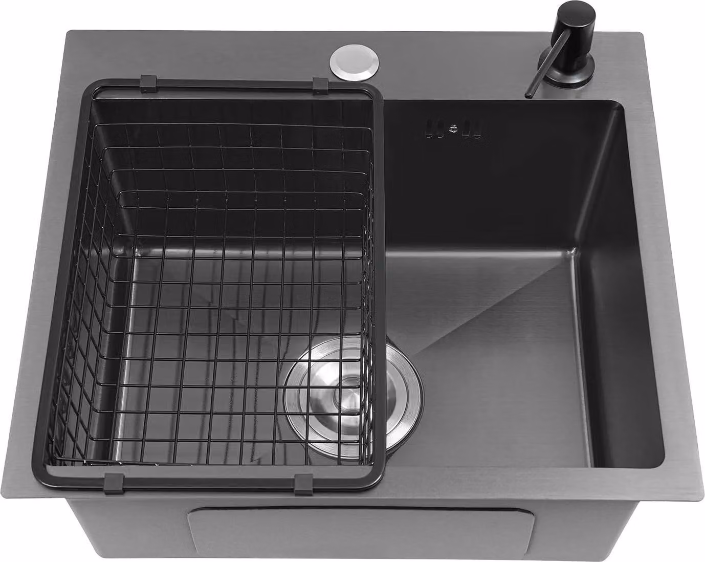 Lavello da cucina - Monovasca da appoggio - 45×40 cm - Acciaio inox - Rettangolare - 1 foro - Senza rubinetto - Bianco