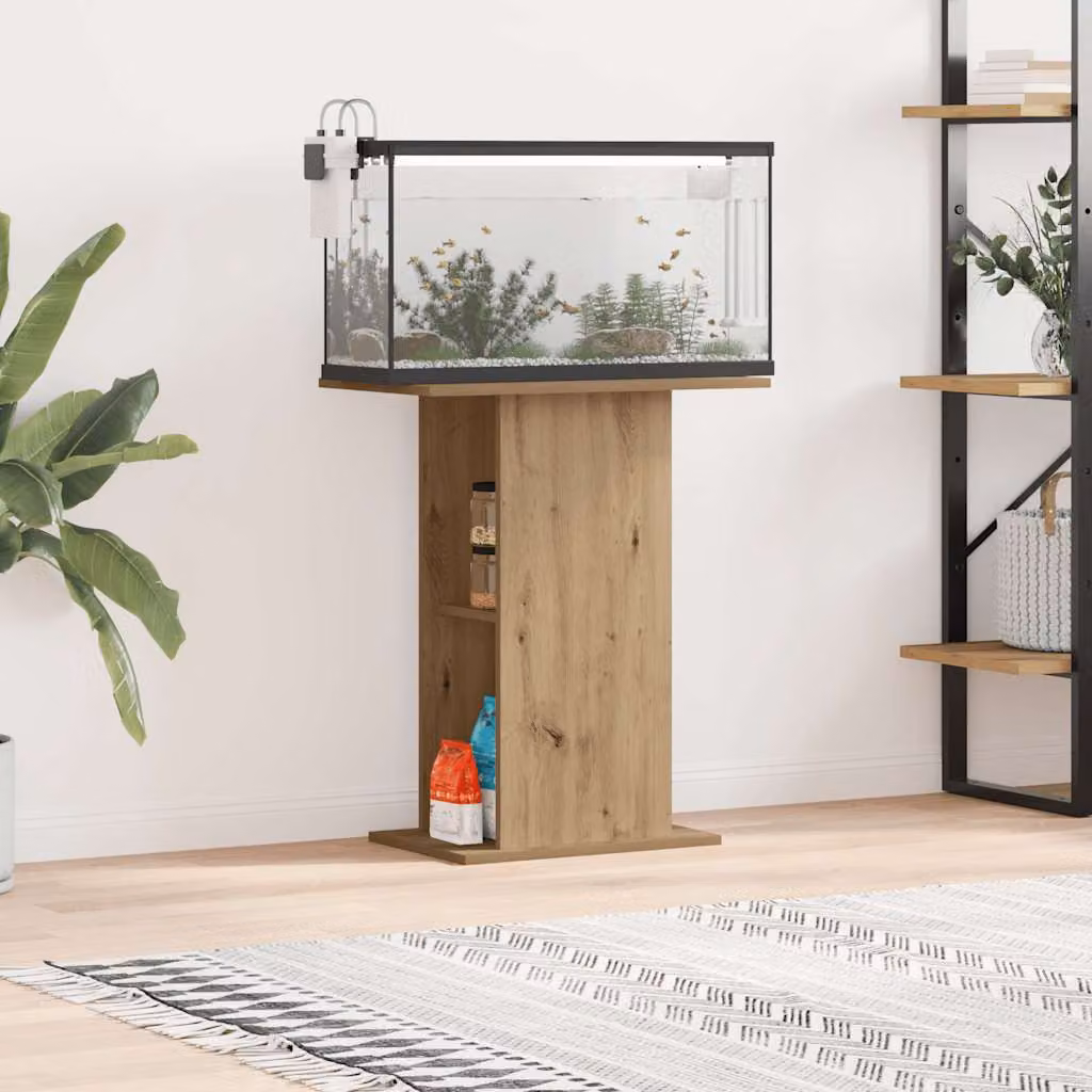 vidaXL Supporto per acquario artigianale in legno ingegnerizzato rovere marrone L: 60,5 cm, P: 36 cm, H: 72,5 cm