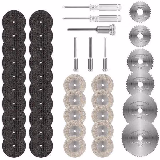 Lame multifunzione - set da 42 pezzi - disco per sega circolare - set di lame - compatibile con accessori Dremel - kit di riparazione multifunzione - adatto per tagliare legno, plastica, alluminio e lamiere sottili