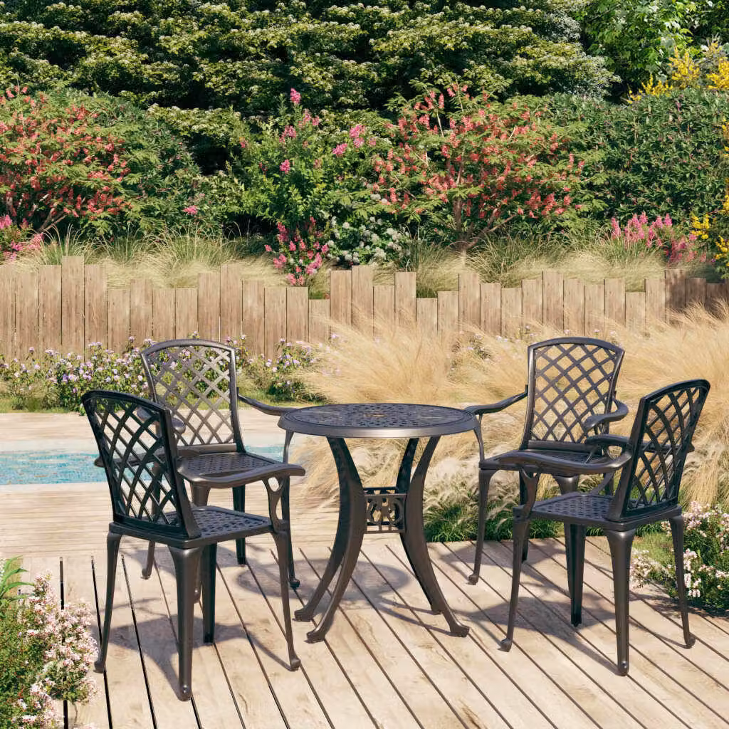The Living Store Set bistrot 5 pezzi in alluminio fuso nero