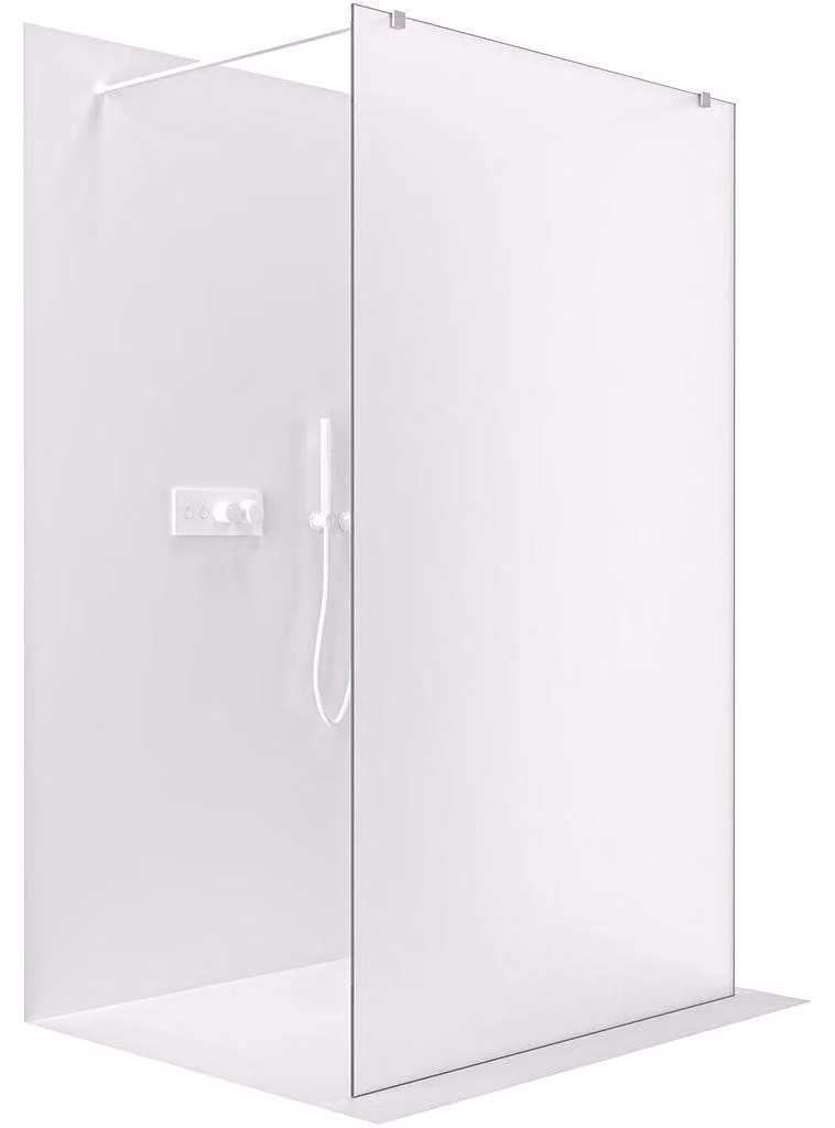 CERANO - Box doccia Walk-in Onyx Duo L/P - 8 mm - montante squadrato - bianco opaco, vetro smerigliato - 160x200 cm
