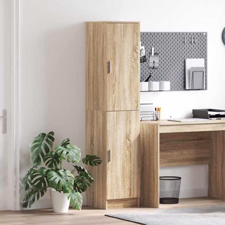Credenza moderna vidaXL in rovere color marrone con ante a battente e ripiani interni L/P/H: 35 x 39 x 168 cm