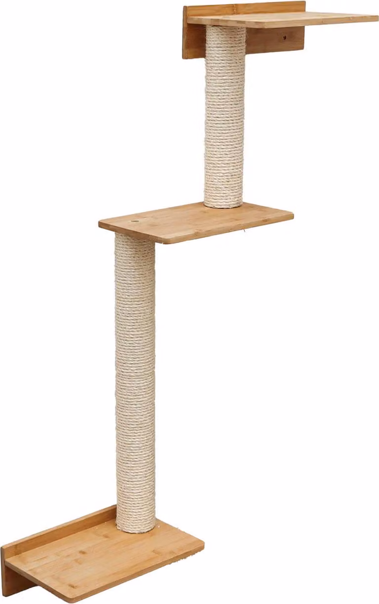tiragraffi da parete da 107 cm con 3 piattaforme per gatti - tiragraffi in sisal per montaggio a parete